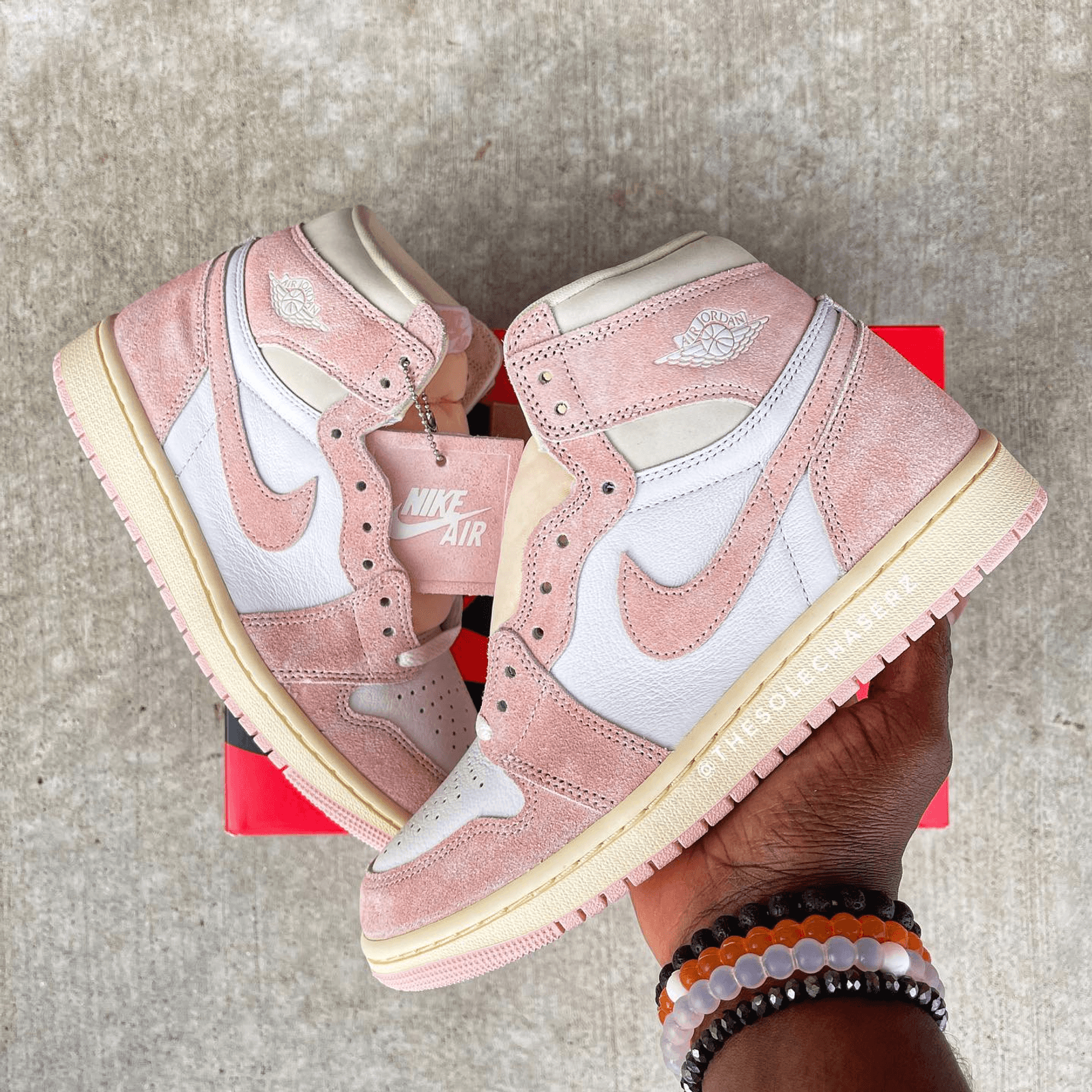 Nike Air Jordan 1 Retro Hi OG in Washed Pink-Red