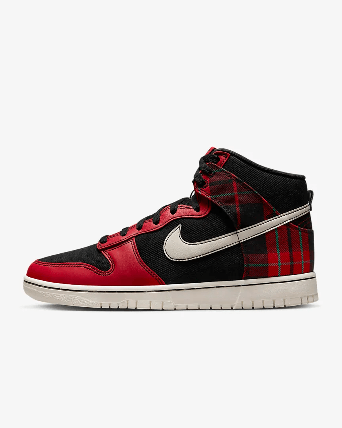 Nike Dunk High SE Tartan Plaid Black University Red