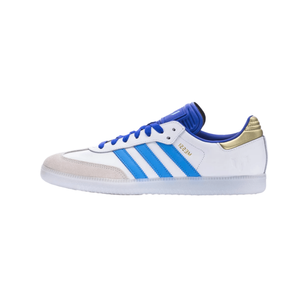 Lionel Messi x adidas Samba Lucid Blue Gold