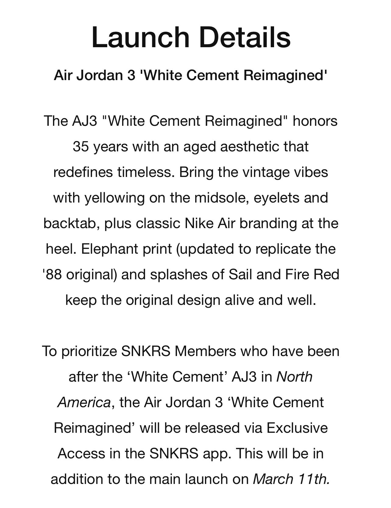 How Nike Is Releasing the Air Jordan 3 'White Cement Reimagined' on SNKRS