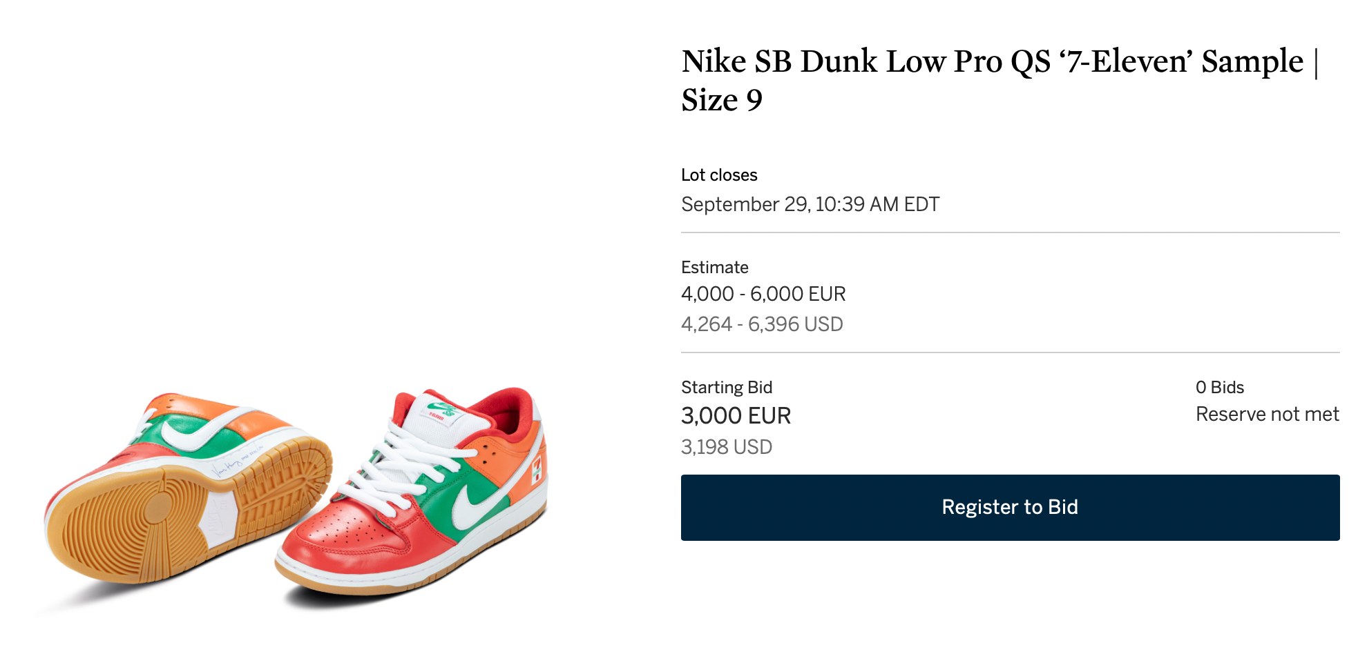 Nike SB Dunk Low Pro QS 7-Eleven Sample 