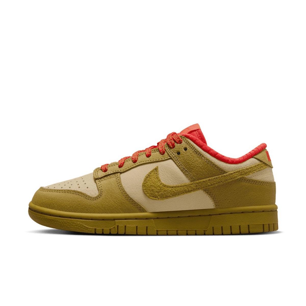 A New Nike Dunk Low Arrives In Sesame, Bronzine, and Picante Red