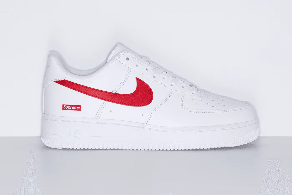 A Shanghai-Exclusive Supreme x Nike Air Force 1 Low Arrives With A "Red Swoosh"