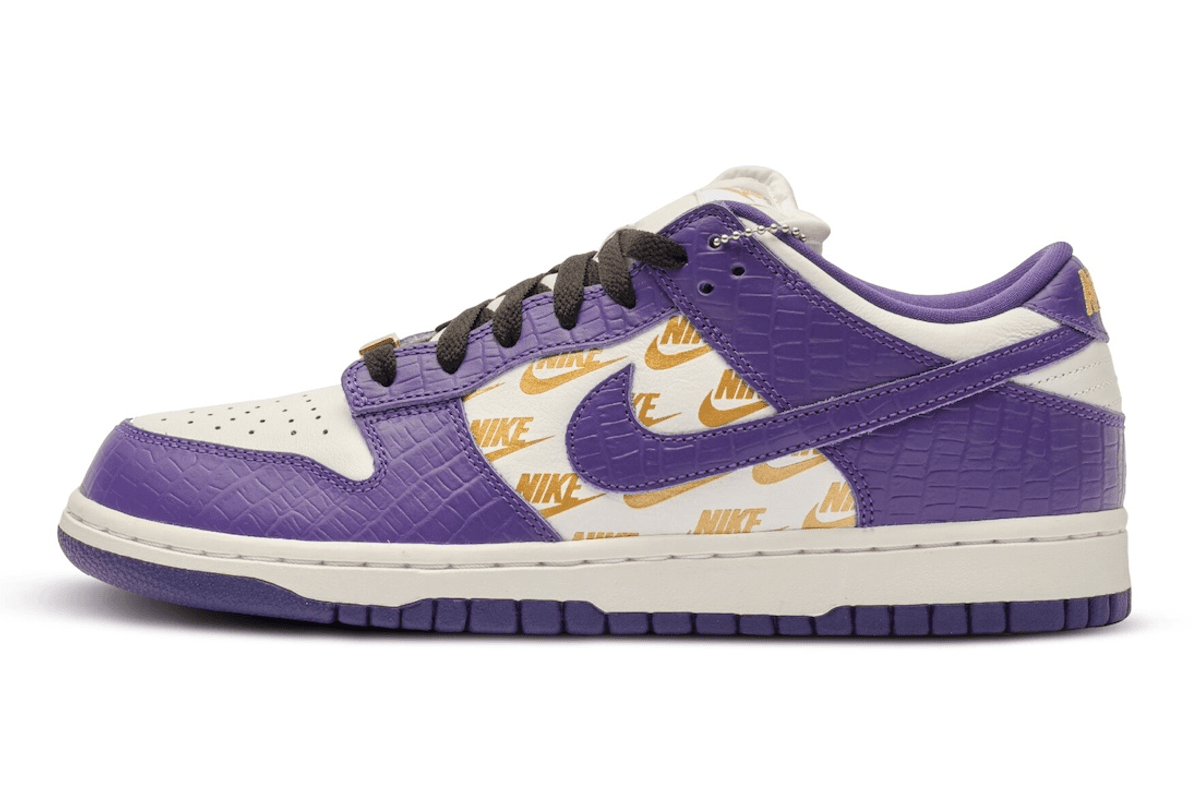 The Supreme x Nike SB Dunk Low “Court Purple” Sample Goes Up For Auction Via Sotheby's