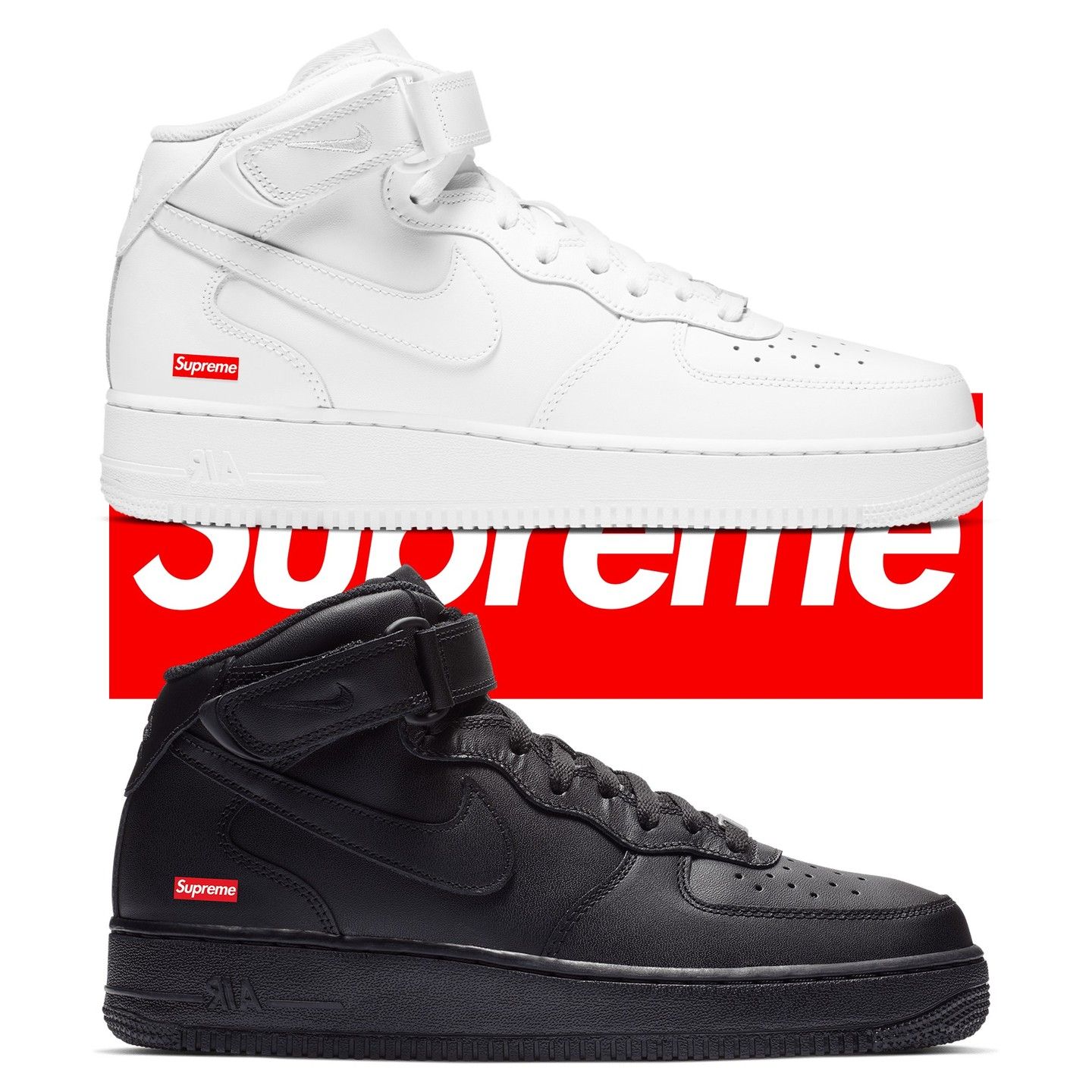 Supreme x Nike Air Force 1 Mid FZ8784-100 FZ8784-001 Release Info