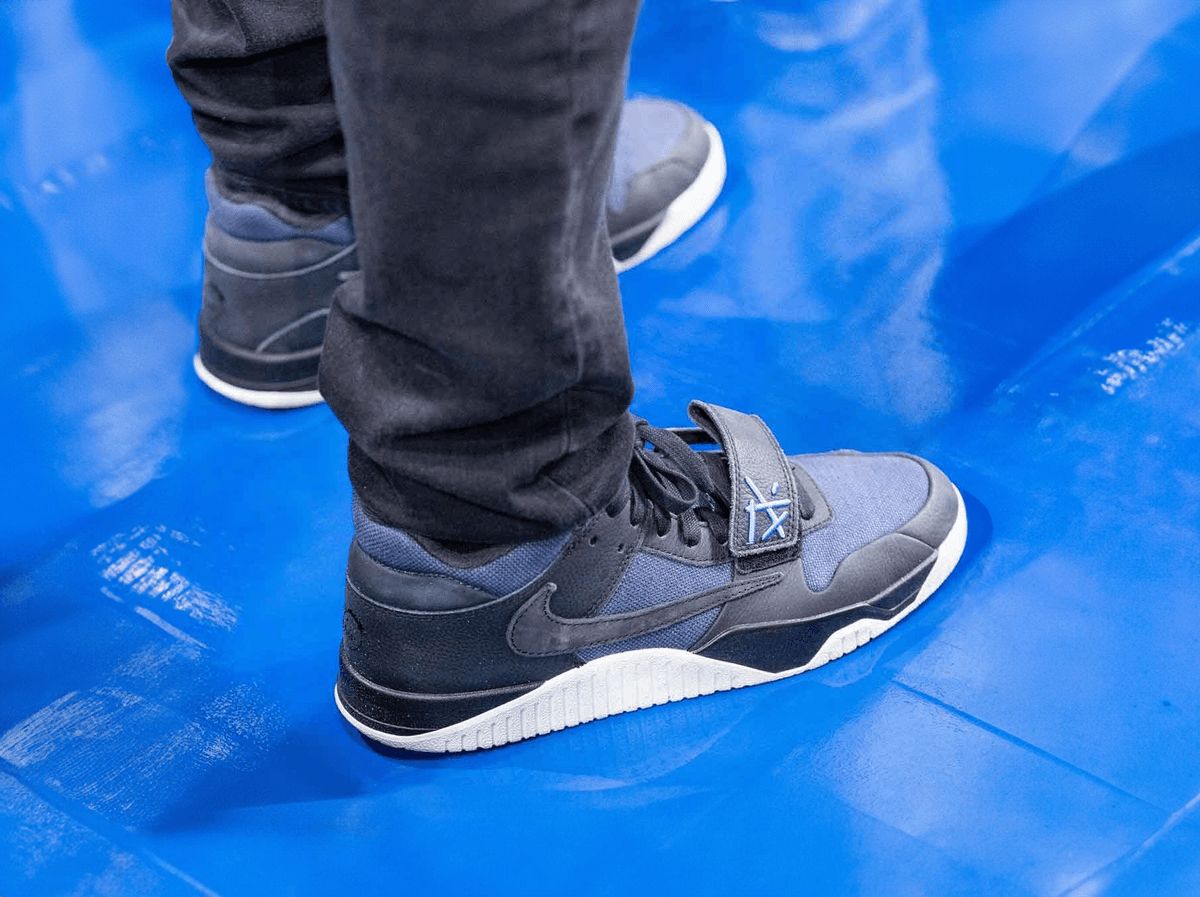 The Travis Scott x Jordan Jumpman Jack "Thunder Blue" Spotted At NBA All-Star Weekend