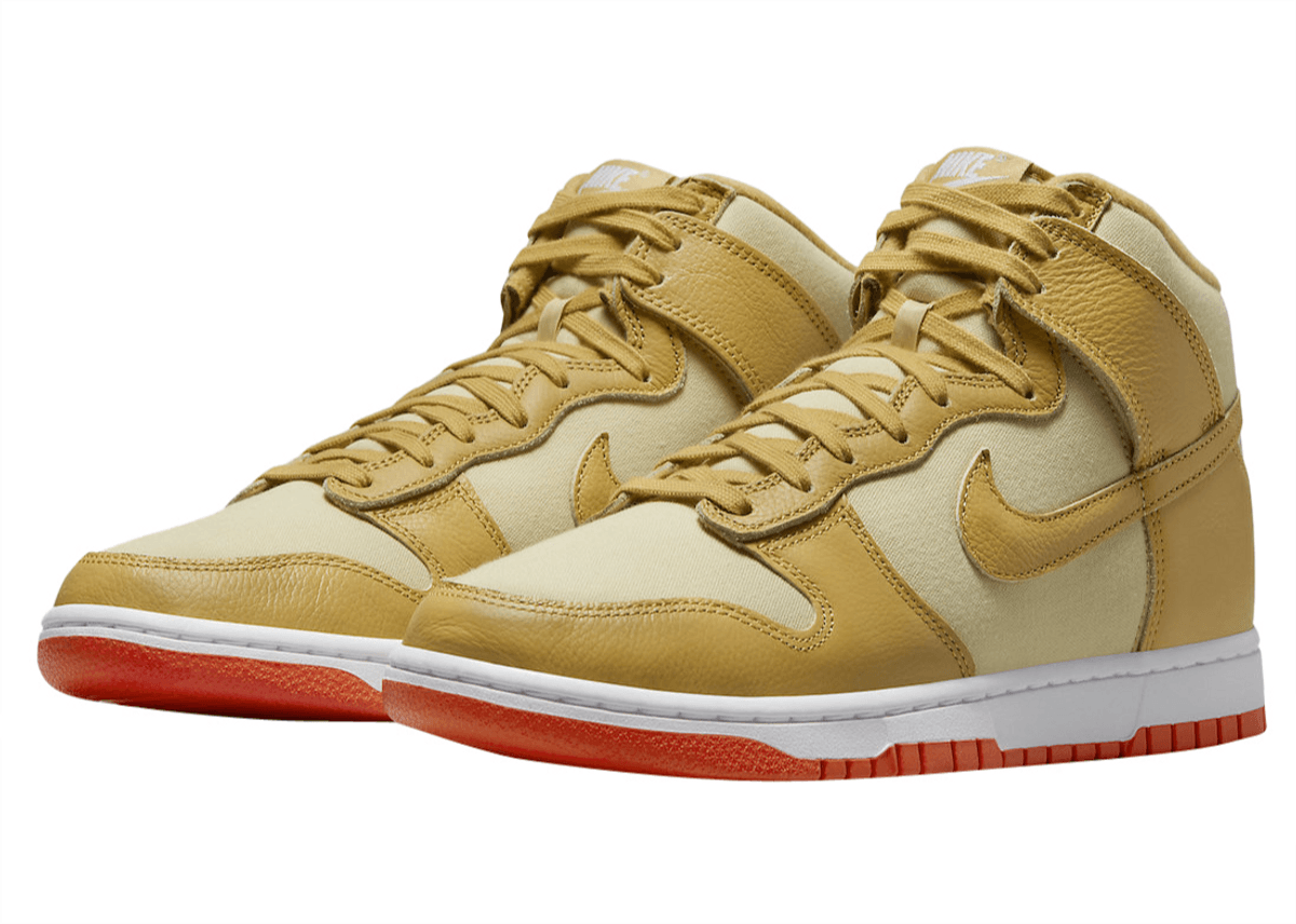 Get Just The Right Touch Of Gold In The Nike Dunk High Gold Canvas