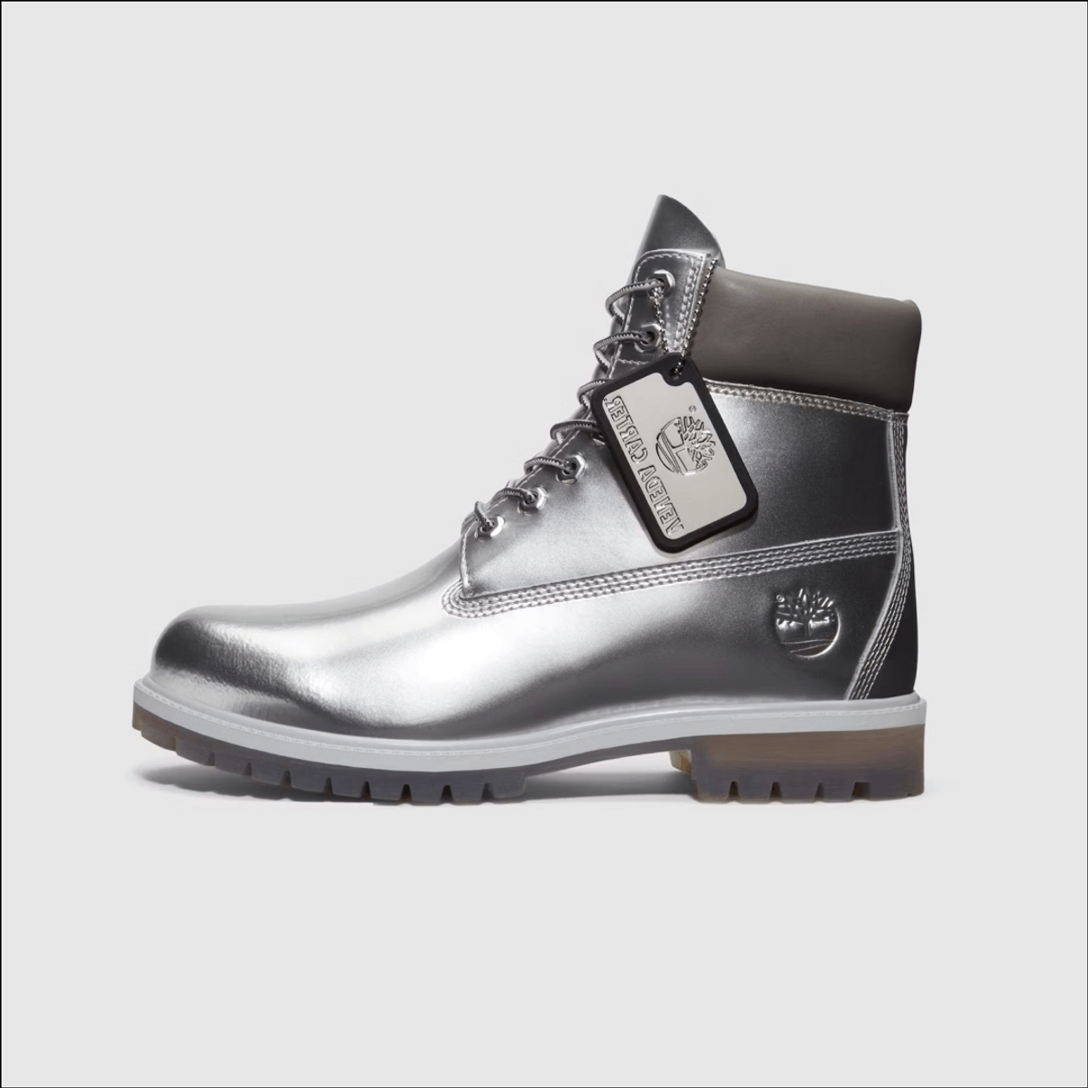 Veneda Carter x Timberland Heritage 6 Inch Patent Leather Boot Silver