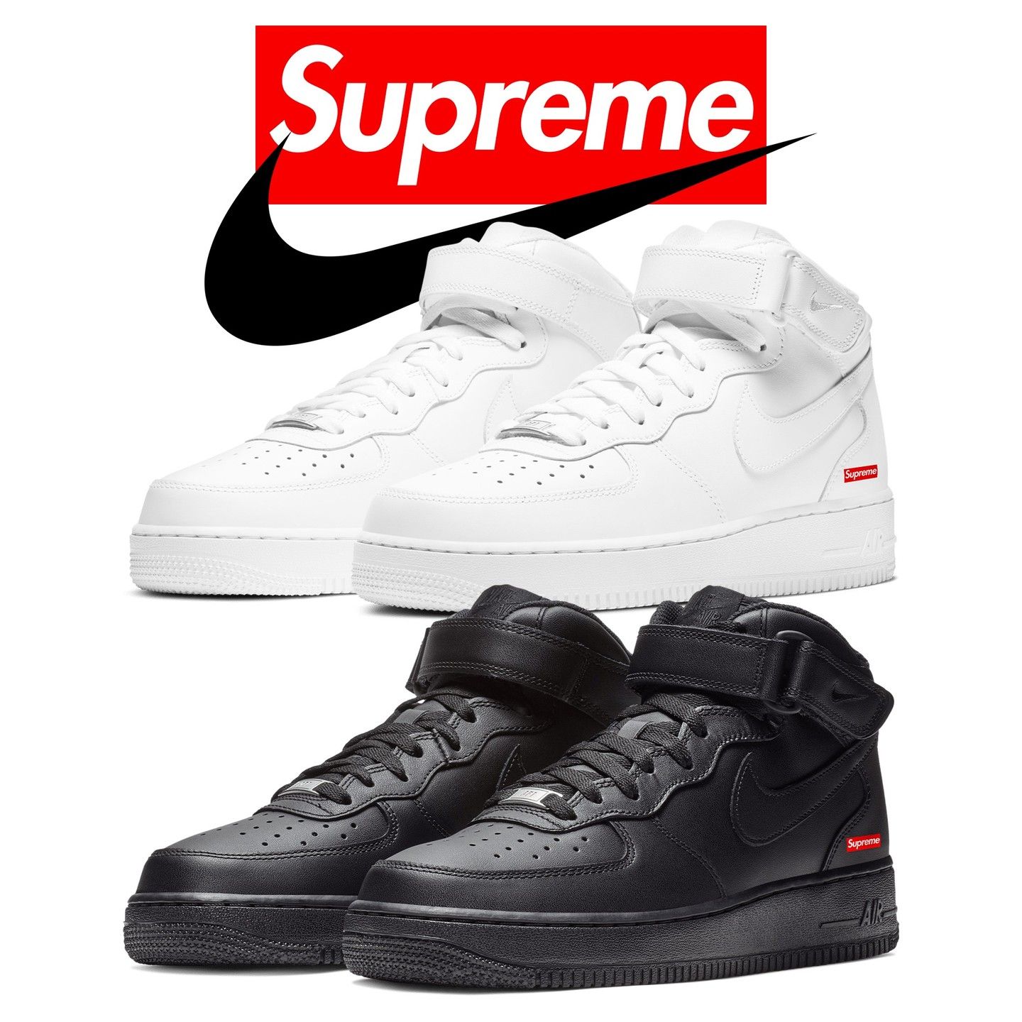 Supreme x Nike Air Force 1 Mid FZ8784-100 FZ8784-001 Release Info