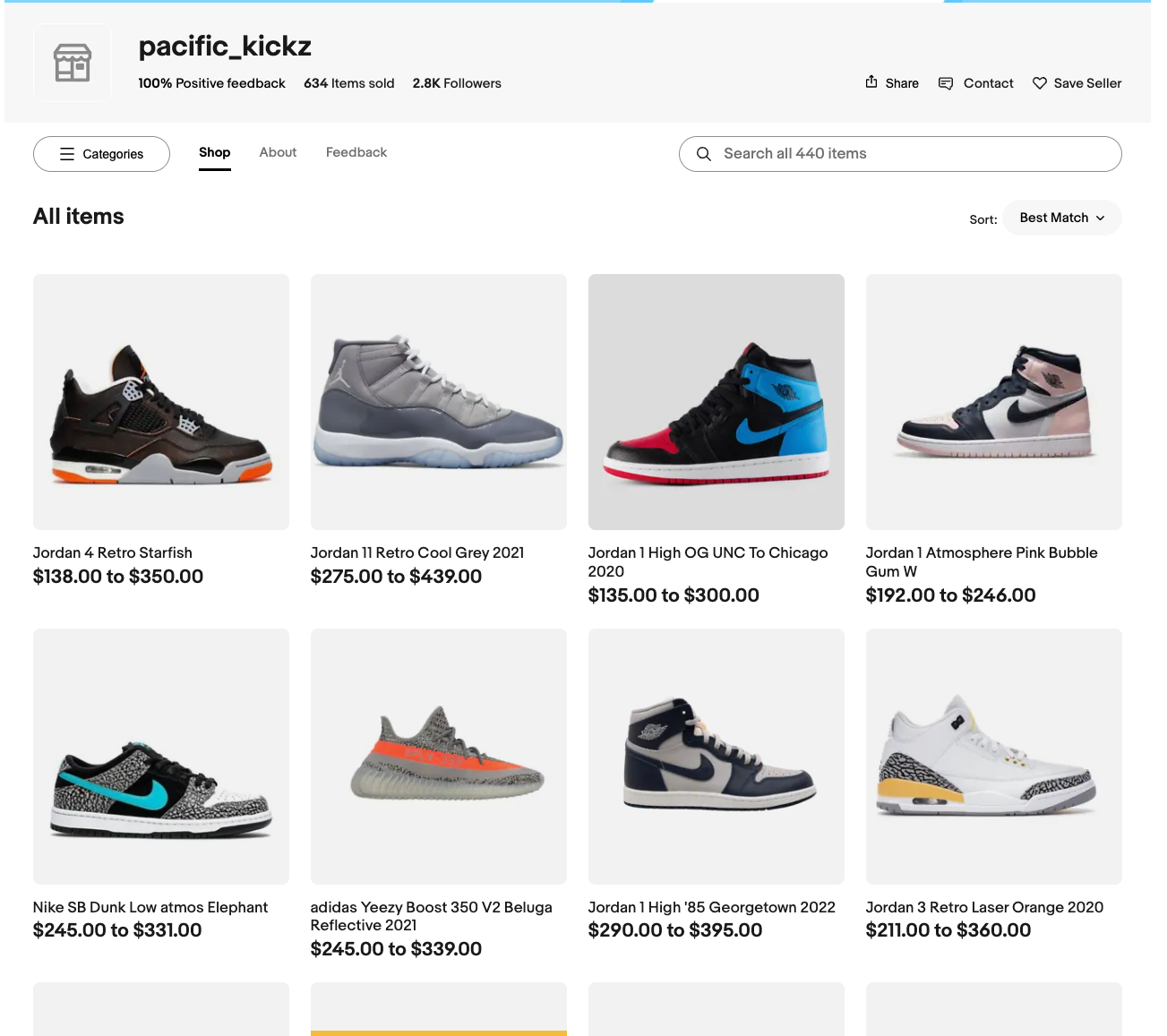 Zadeh Kicks ebay store