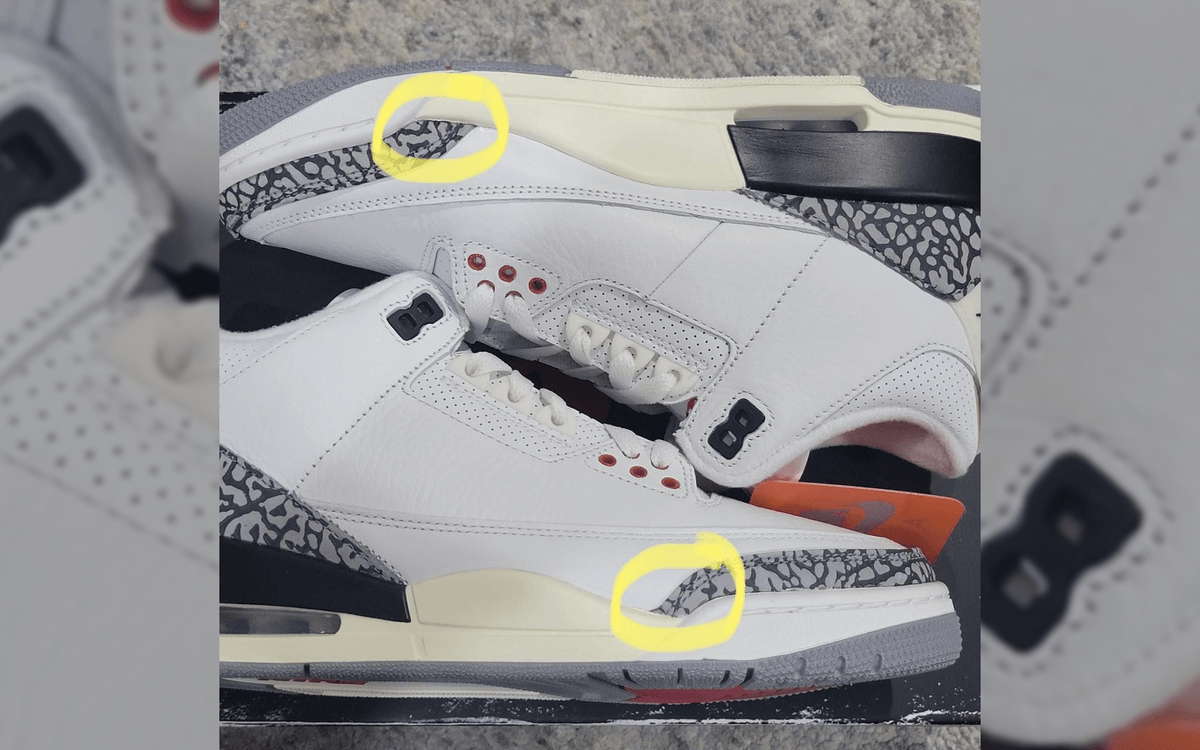 Major Quality Control Issues on the Reimagined Air Jordan 3 "White Cement"